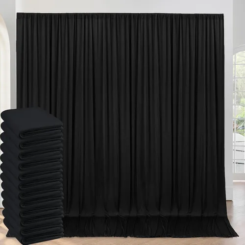 Vista 88 de Cortinas de fondo negras negras sin arrugas para fiestas, cortinas de tela gruesa para telón de fondo de fotos para cumpleaños, bodas, baby shower