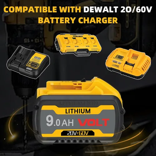 Vista 5 de 1 paquete de 9.0Ah DCB606 de repuesto para batería Dewalt 60V batería 20V
