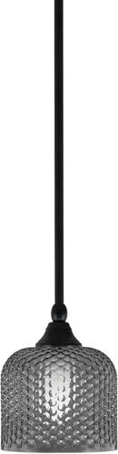 Vista 21 de Toltec Lighting Tallo Colgado Mini colgante, acabado de cobre negro, 3.5" cuadrado humo burbuja vidrio