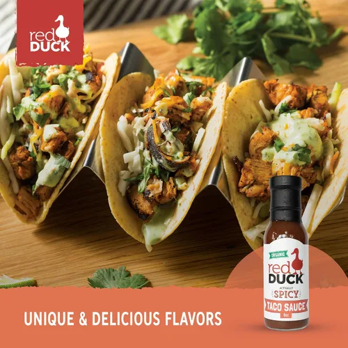 Vista 4 de Red Duck Salsa orgánica para tacos Actually Spicy, sin gluten, totalmente natural (picante, 8 onzas líquidas)