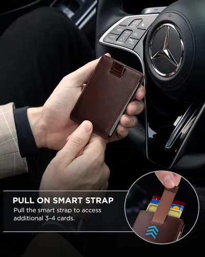 Vista 5 de SERMAN BRANDS RFID Blocking Slim Bifold Genuine Leather Minimalist Front Pocket Wallets for Men with Money Clip Thin Mens