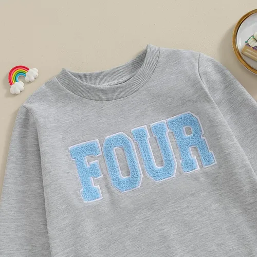 Vista 3 de Lamuusaa Traje de cumpleaños para bebé, niña, niño, uno, dos, tres, cuatro, cinco, seis, sudadera bordada, regalo de cumpleaños
