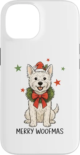 Vista 4 de Merry Woofmas White Terrier Dog Santa Hat Christmas Cute Dog Case for iPhone 15