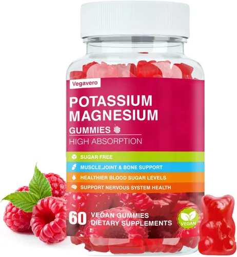 Vista 9 de Gomitas de potasio y magnesio, glicinato de magnesio B6, D3 y citrato de potasio para calambres en las piernas, músculo, electroyte para adultos