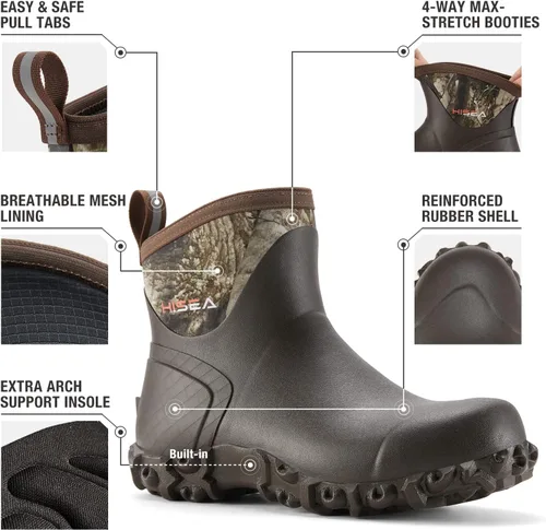 Vista 3 de HISEA Botas de goma para hombre, botas de lluvia impermeables para exteriores, para césped y jardín