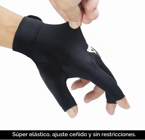 Vista 6 de Billiard Pool Glove for Left Hand, 3-Finger Cue Glove for Men Smooth Stroke Mano izquierda negra.