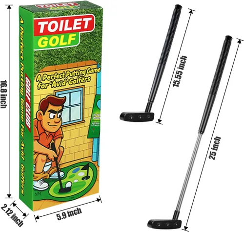 Vista 6 de PITCOTT Juego de golf de inodoro, mini golf que se puede jugar en el baño, maravilloso tiempo para el baño, regalos de broma, divertido regalo