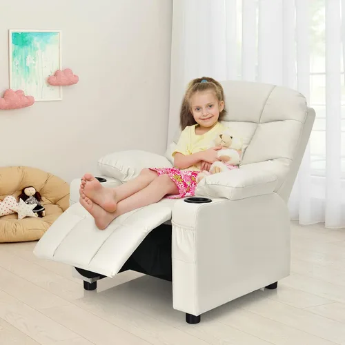 Vista 6 de Costzon Silla Reclinable para Niños con Portavasos, Silla de Descanso Ajustable con Reposapiés y Bolsillos Laterales para Habitación de Niños