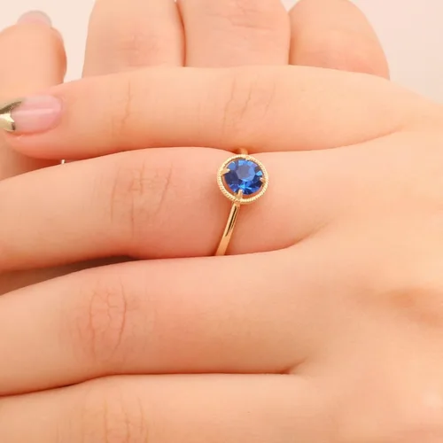 Vista 3 de Tienda Collection 10k Gold Imported Crystal March Birthstone Ring