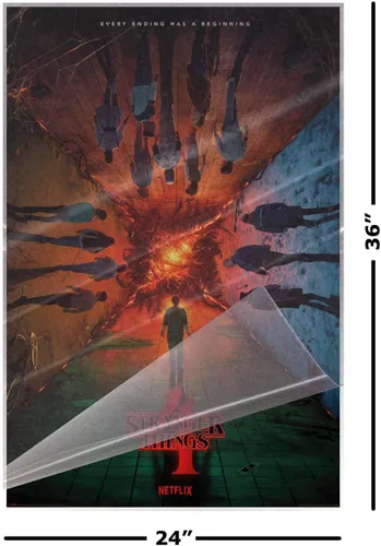 Vista 2 de Stranger Things 4 - Póster impreso para programa de televisión (estilo regular, temporada 4) (tamaño: 24 x 36 pulgadas) (póster laminado)