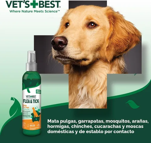 Vista 8 de Vet's Best Spray para pulgas y garrapatas para perros, aerosol a base
