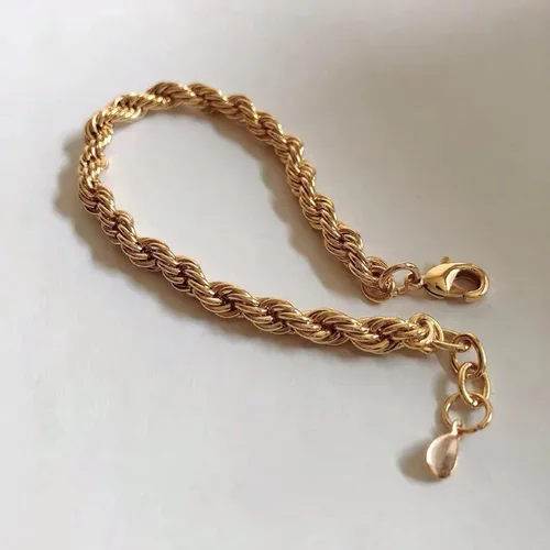 Vista 7 de Caenyo Pulseras de oro para mujer, chapadas en oro de 14 quilates, pulseras de espiga cubanas en capas, pulsera ajustable de cadena de perlas