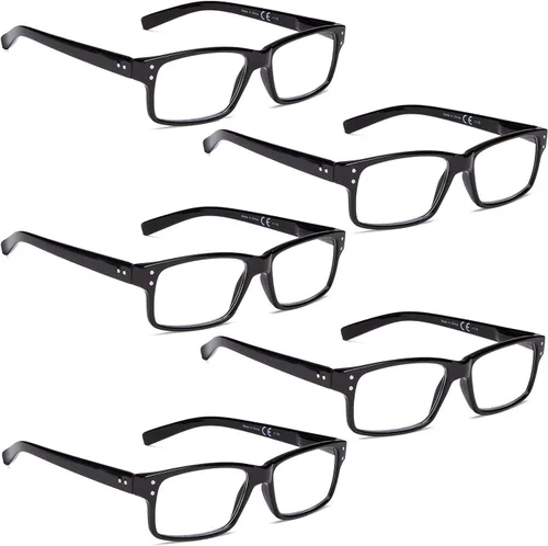 Vista 7 de LUR Gafas de lectura paquete de 5 lectores de plástico cómodos con bisagra de resorte (3 negro + 2 tortugas)