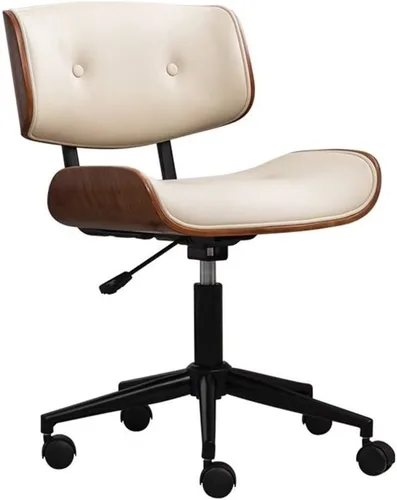 Vista 9 de Silla de oficina en casa con ruedas, silla de oficina cómoda y suave, sin brazos, silla de oficina tapizada, silla de computadora giratoria moderna