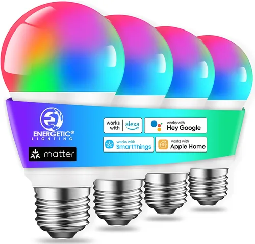 Vista 9 de Las bombillas energéticas funcionan con Alexa/Apple Home/Google Home/SmartThings, Matter Smart A19, bombillas inteligentes E26 RGB, equivalente a 60