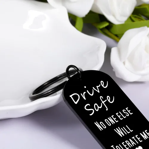 Vista 3 de XPENMULBOJA Llavero Drive Safe para el día del padre para él, marido, novio, papá, nuevo conductor, prometido, boda, regalo de cumpleaños para él