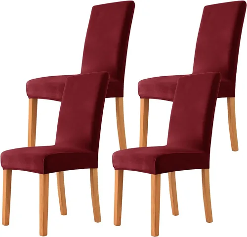 Vista 71 de Velvet Chair Covers Beige Gray, Stretch Dining Room Chair Covers 2 Pack, Super Fit Dining Chairs Slipcovers Spandex Washable Kitchen Parson Chair