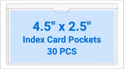 Vista 87 de 30 PCS Clear Self Adhesive Plastic Label Pockets, Top Loading Business & Library Index Card Holders, Peel and Stick Sleeves for Storage Bins, Totes