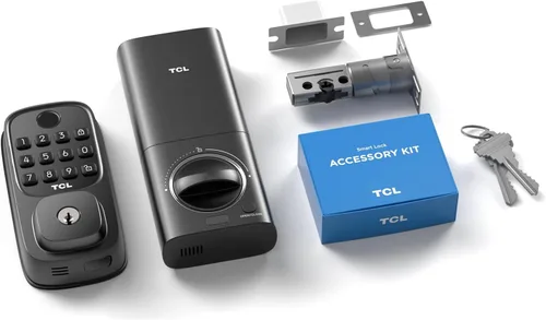 Vista 8 de TCL Cerradura inteligente Wi-Fi D1, cerradura de puerta de huellas dactilares, cerradura de cerrojo de entrada sin llave para puerta delantera, WiFi