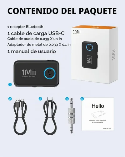Vista 9 de 1Mii Receptor de música Bluetooth 5.3 para estéreo de coche/hogar, adaptador Bluetooth auxiliar para automóvil con control de volumen, soporta