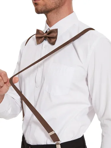 Vista 90 de habibee Color sólido para hombre en forma de Y con clips fuertes tirantes ajustables