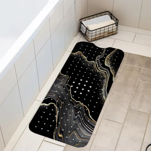 Vista 6 de LNOND Tapete de baño de mármol antideslizante, extra largo de 40 x 16 pulgadas, tapete antideslizante para bañera, tapete de ducha de mármol negro