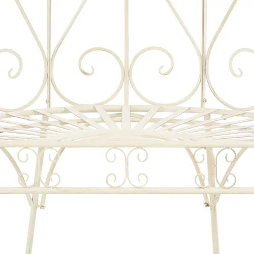 Vista 7 de vidaXL Banco de jardín con incrustaciones decorativas medianas de hierro forjado blanco antiguo