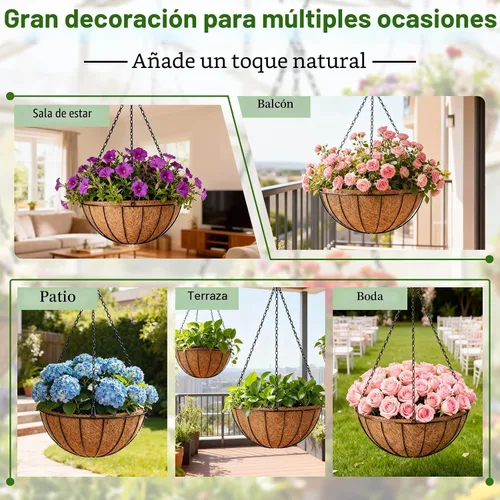 Vista 8 de Halatool Paquete de 2 revestimientos de coco de 12 pulgadas para cestas
