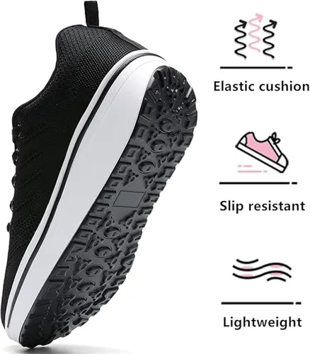 Vista 3 de Zapatos deportivos de moda con plataforma para mujer, de malla transpirable, ligeros, antideslizantes, para correr