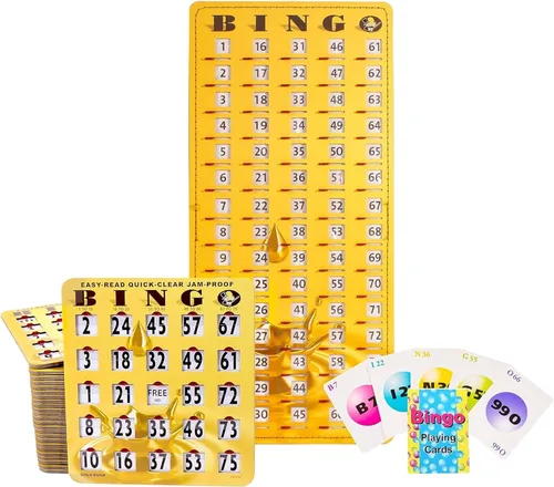 Vista 14 de MR CHIPS Juego completo de bingo con tarjetas obturadoras a prueba de atascos, edición verde de fácil lectura, 25 tarjetas de bingo reutilizables