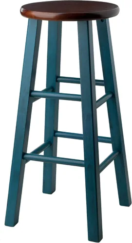 Vista 7 de Winsome Wood - Taburete de madera Ivy, rústico, azul claro y nuez, 24 pulgadas Classic Backless Bar Chairs for Kitchen & Dining Room Seating