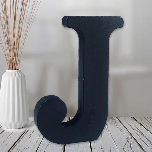 Vista 17 de AOCEAN Letras de madera negra de 6 pulgadas Letras de madera sin terminar para decoración de pared Letras decorativas de pie Rebanadas Tablero