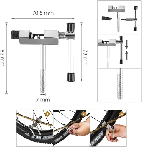 Vista 5 de Kit de herramientas de reparación de bicicletas de 6 piezas, herramienta de extracción de casete de bicicleta, herramientas de extracción