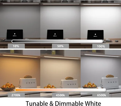 Vista 5 de Barra de luz LED, enchufable, regulable, blanco ajustable y cambio de color RGB, Alexa, luces de contador remoto habilitadas para Google Home