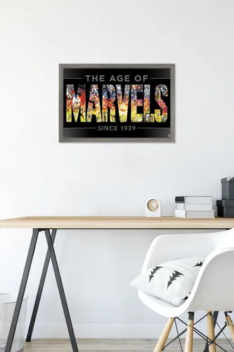Vista 6 de Trends International Marvel Comics - Póster de pared del 80 aniversario de Marvel - Age of Marvels, 14.725 x 22.375 pulgadas, versión enmarcada
