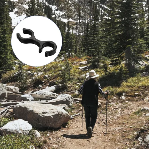 Vista 2 de M METERXITY Paquete de 6 clips para bastón de trekking, puntas de bastón de senderismo, conector de hebilla de doble barra, se aplican a senderismo