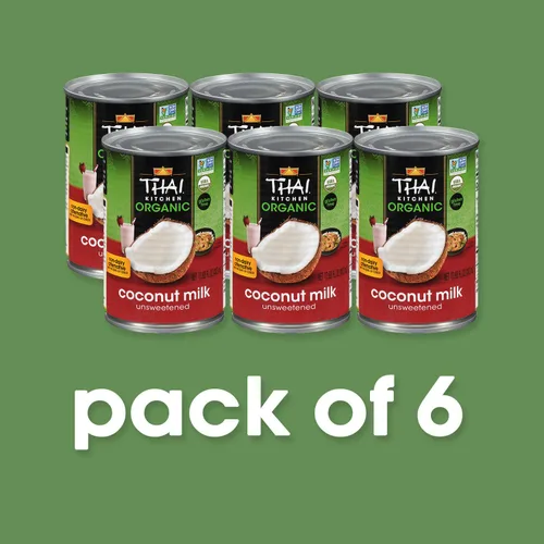 Vista 4 de Thai Kitchen leche de coco orgánica sin edulcorantes, 13.66 onzas líquidas (paquete de 6 unidades)