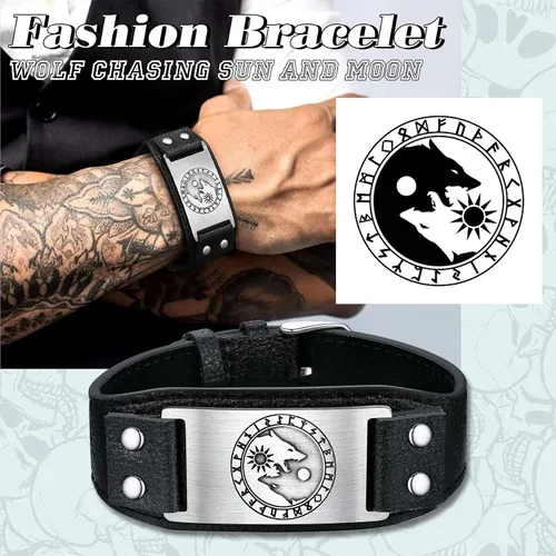 Vista 3 de Bestyle Pulseras de cuentas de acero inoxidable trenzadas de cuero genuino de alta calidad para hombres y niños, pulseras de moda para hombre