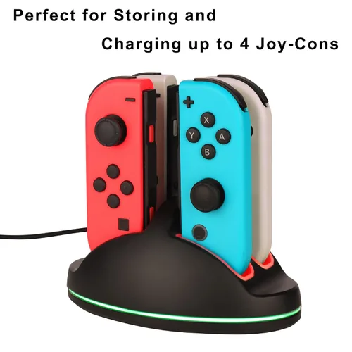 Vista 4 de Switch Accessories Bundle for Nintendo Switch Carrying Case, Screen Protector, Joycon Grips, Steering Wheels, Charging Dock, Playstand, Comfort
