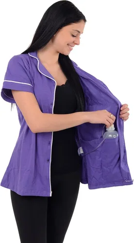 Vista 7 de USBD Camisa de recuperación de cirugía posterior a la mastectomía, cuello de solapa con bolsillos de drenaje