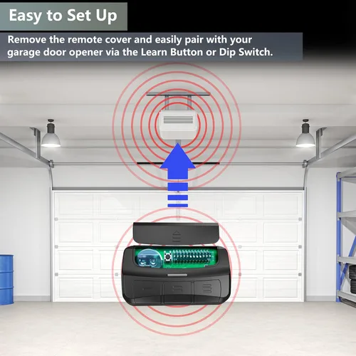 Vista 6 de Control remoto universal para abridor de puerta de garaje compatible con LiftMaster Chamberlain Genie Craftsman Linear Wayne Dalton con botón