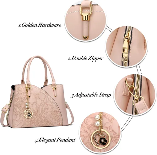 Vista 3 de KKXIU Monederos y bolsos de mano con triple compartimento para mujer, bolso de mano con asa superior