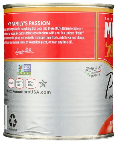 Vista 4 de Mutti Tomates pelados enteros (Pelati), 28 onzas, paquete de 12, marca de tomates #1 de Italia, sabor fresco para cocinar, tomates enlatados, aptos