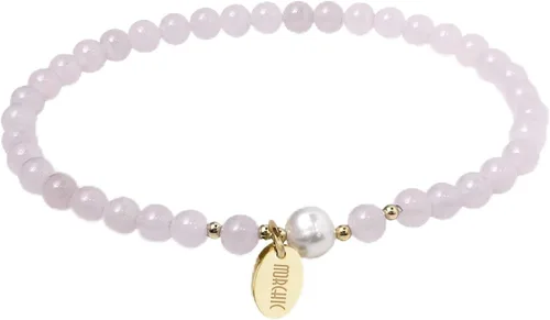 Vista 9 de Morchic - Pulsera elástica con cuentas de gemas naturales de 4 mm para mujeres, con perlas de agua dulce, regalo de cumpleaños de gemas energéticas