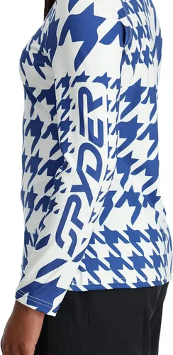 Vista 3 de Spyder Cuello en T con media cremallera de pata de gallo para mujer, Azul (Electric Blue)