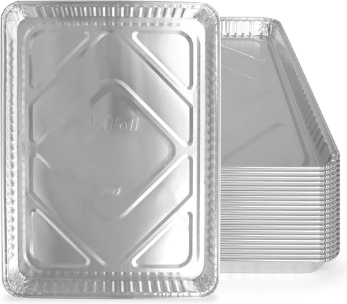 Vista 9 de PLASTICPRO Bandejas de Aluminio Paquete de 5 Bandejas Desechables para Galletas 9'' x 13'' Bandejas para Hornear de Calidad Premium Extra