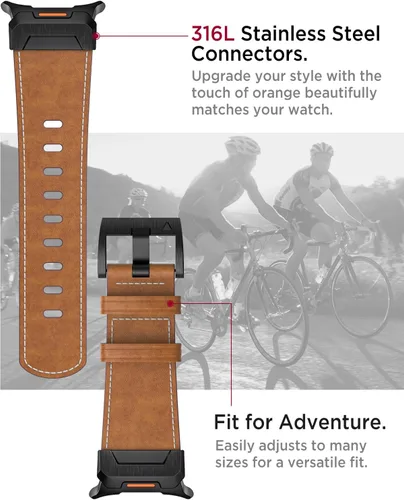 Vista 2 de Miimall Leather Band for Samsung Galaxy Watch Ultra 2 2026/1 47mm, Premium Full Grain Leather Strap with Metal Connector Rugged Elegant Replacement