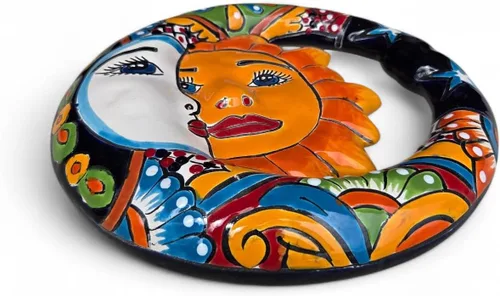 Vista 2 de Eclipse - Figura de pared pintada a mano para interiores y exteriores, multicolor, esmaltada