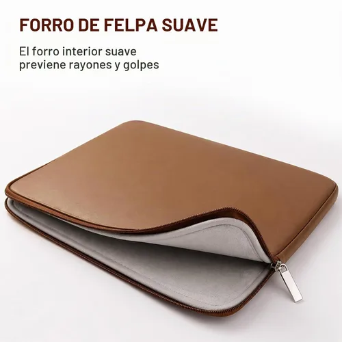 Vista 4 de RAINYEAR - Funda protectora de piel sintética suave para laptop de 15.6 Marrón