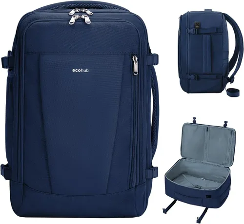Vista 10 de ECOHUB United Airlines - Mochila de viaje pequeña de 17 pulgadas, bolsa de artículos personales de 16.7 x 10 x 8 pulgadas con 13 bolsillos con Negro